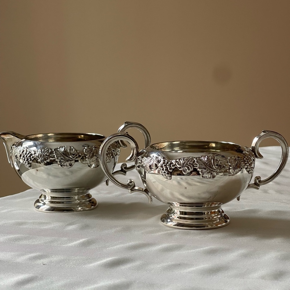 Marlboro Vintage Silver Plated Creamer and Sugar Bowl Set